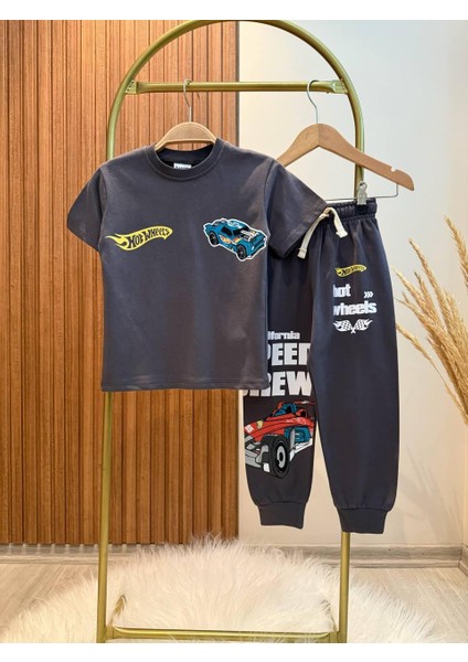 How Wheels Araba Baskılı Tshirt ve Eşofman Takım Antrasit