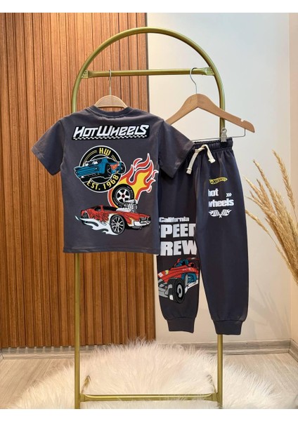 How Wheels Araba Baskılı Tshirt ve Eşofman Takım Antrasit