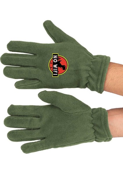 Haki polar uzun eldiven, sıcak ve rahat kış aksesuarı, pamuklu, örebi materyal