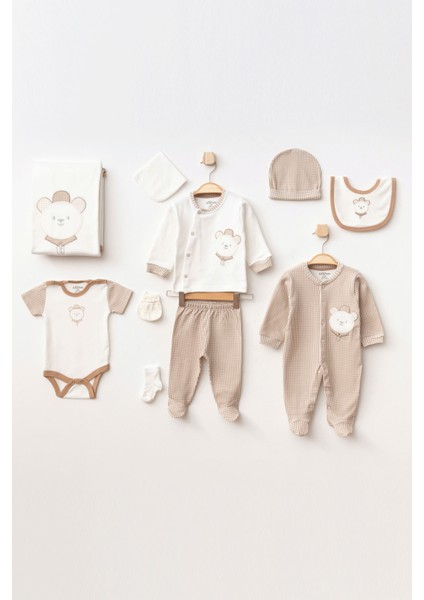 Erkek Bebek Ayı Nakışlı 10' Lu Hastane Çıkış Seti 0 Ay - 3 Ay