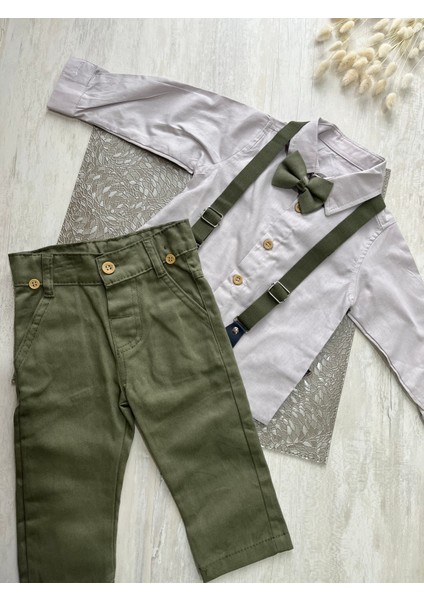 Fukukumbaby Salopetli Papyonlu 4lü Takım Erkek Bebek