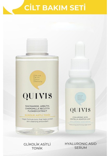 Yoğun Nem & Aydınlatıcı Cilt Bakım Seti | Glikolik Tonik & Hyaluronik Asit Serum
