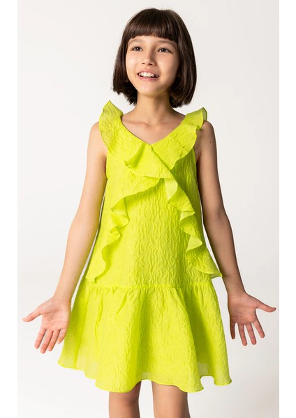 04-12 Yaş Kız Çocuk Neon Green Elbise - Yeşil fiyatları