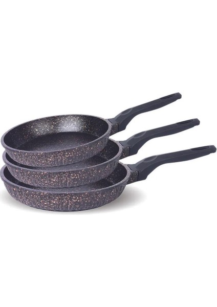3'lü Döküm Tava Set Siyah 20-24-28 cm