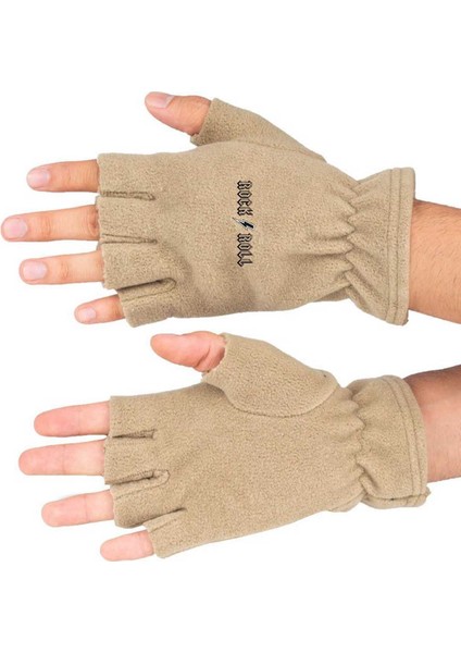Bej Polar Kesik Eldiven, Rahat ve Şık Tasarım, Pamuklu Örme Kumaş, BLL4995