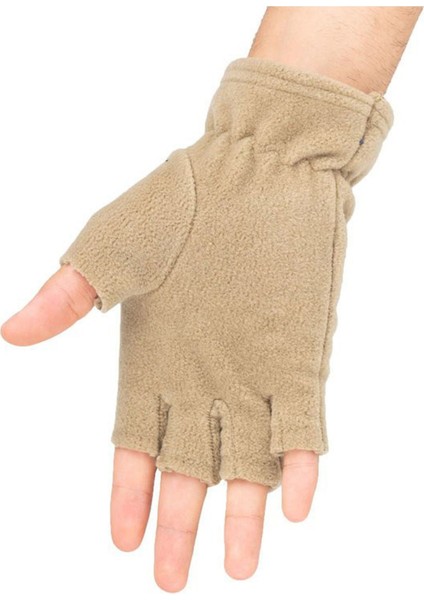Bej Polar Kesik Eldiven, Rahat ve Şık Tasarım, Pamuklu Örme Kumaş, BLL4995