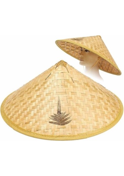 Naturel Renk Cambodia Kamboçyalı Vietnam Şapkası Pvc Hasır