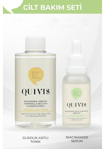 Gözenek Görünümünü Azaltıcı & Dengeleyici Cilt Bakım Seti | Glikolik Asit Tonik & Niacinamide Serum