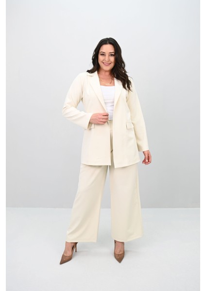 Kadın Büyük Beden Geniş Paça Ceket Pantolon Takım 9008-25 fiyatları