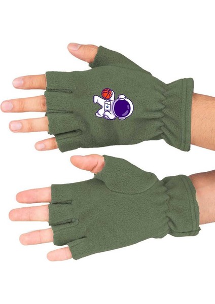 Haki polar kesik eldiven, rahat ve şık tasarım, pamuklu, spor ve günlük kullanım için ideal
