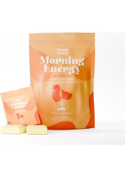 Morning Energy Doğal Portakal ve Limon Esansiyel Yağlı Aromaterapi Etkili Duş Tableti 10 Adet