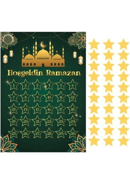 Ramazan Ayı Oruç Takvimi Yeşil Renk