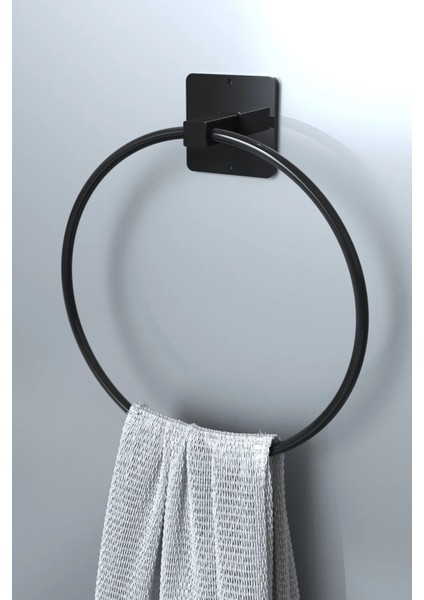 Yapışkanlı Yuvarlak Havluluk Havlu Askısı ve Tuvalet Wc Kağıtlık Pratik Banyo 2'li Set