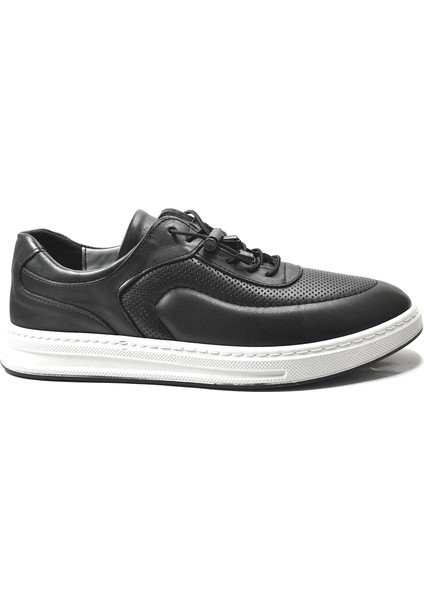 SH.255 Deri Siyah Lastikli Günlük Erkek Ayakkabı