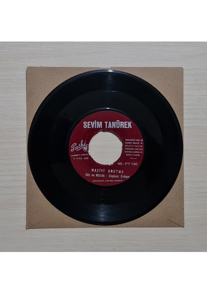 Sevim Tanürek - Kader Böyle Imiş - Maziyi Unutma - Dönem Baskı Plak - 45LIK - Kırkbeşlik