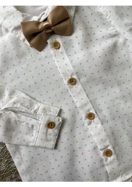 Fukukumbaby Salopetli Papyonlu 4lü Erkek Bebek Takım Kahverengi indirimleri