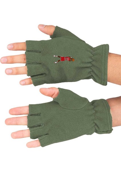 Haki basketbol polar kesik eldiven, rahat ve şık tasarım, pamuklu, ören kumaş