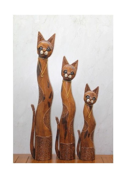 Ahşap 3'lü Kedi Seti 1 Metre Model 1