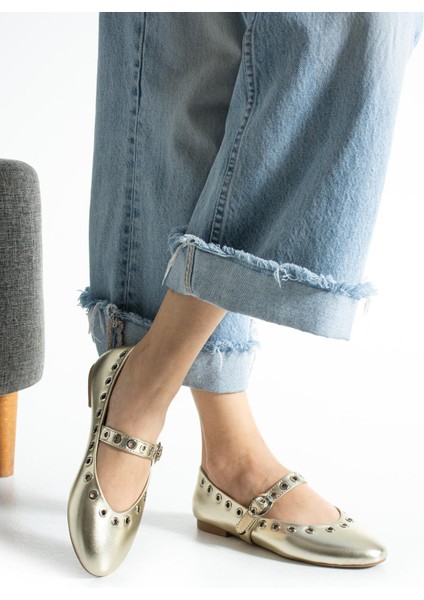 Kadın Altın Lustrous Loop Babet