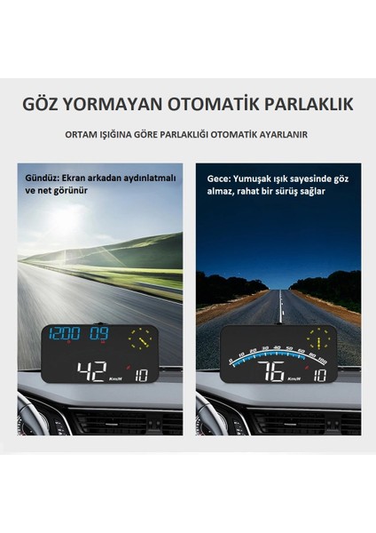 Araba Hud Head-Up Display Dijital Hız Göstergesi Gps Destekli Yol Bilgisayarı Ön Cam Ekran Projektör