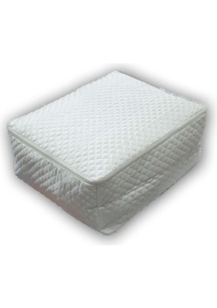 Pamuklu kapitone saten yastık 60x45 cm, beyaz, şık ve konforlu uyku aksesuarı