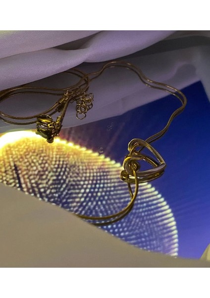 316L Çelik Gold Kalpli Düğüm Kolye fiyatları