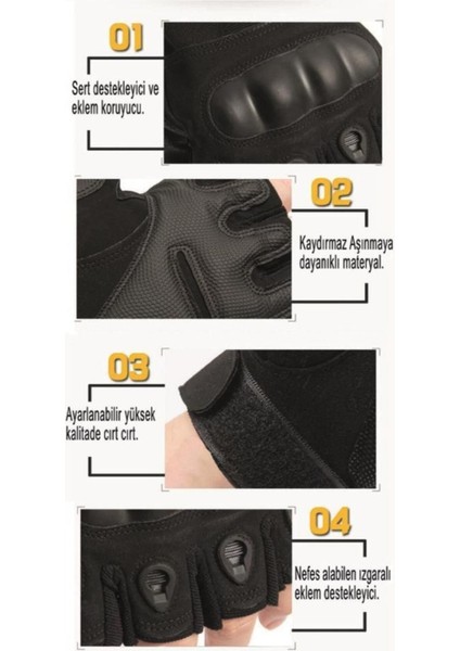 _siyah Kemikli Taktik Eldiven