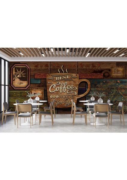 Modern Cafe Duvar Kağıdı, Otantik Cafe Duvar Posteri, Otantik Kahve Dükkanı modelleri