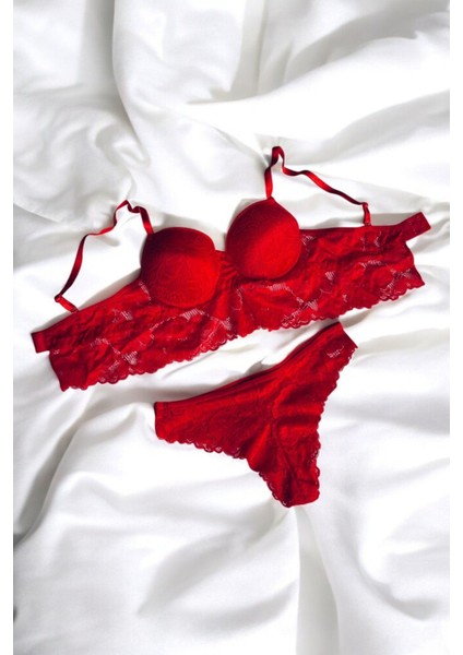 Kırmızı Dantelli Büstiyer Takımı (Sütyen &külot) fiyatları