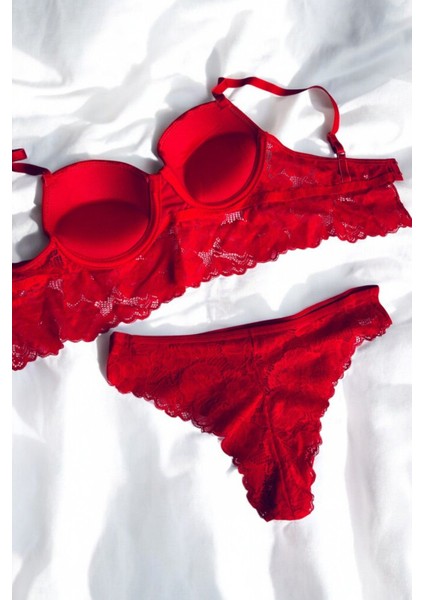 Kırmızı Dantelli Büstiyer Takımı (Sütyen &külot) modelleri