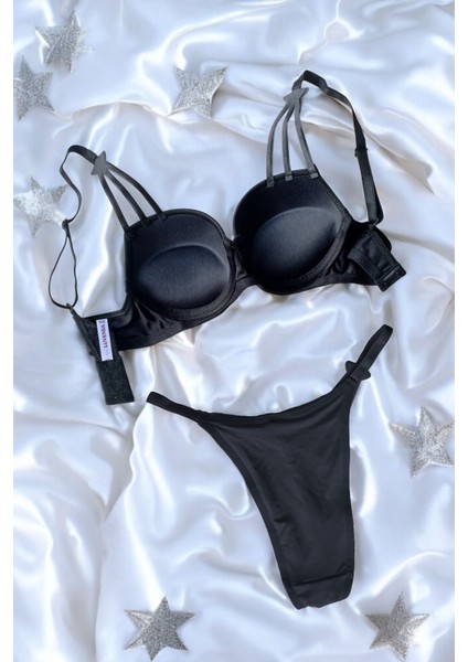 Siyah Starstrucks Taşlı Yıldızlı Dolgulu Victoria Sütyen Takımı (Sütyen & Külot) fiyatları