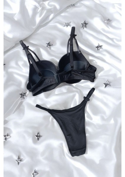 Siyah Starstrucks Taşlı Yıldızlı Dolgulu Victoria Sütyen Takımı (Sütyen & Külot) modelleri