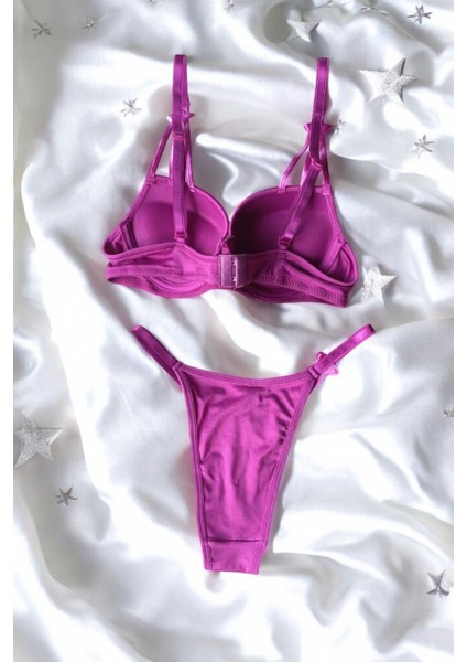 Fuşya Starstrucks Taşlı Yıldızlı Dolgulu Victoria Sütyen Takımı (Sütyen & Külot) modelleri