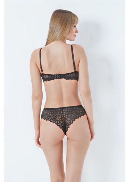 Siyah Çapraz Ip Detaylı Sütyen Takım (Sütyen & Külot) fırsatları