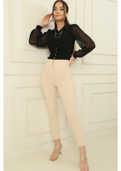 Yüksek Bel Dar Paça En Boy Likra Pantolon fiyatları