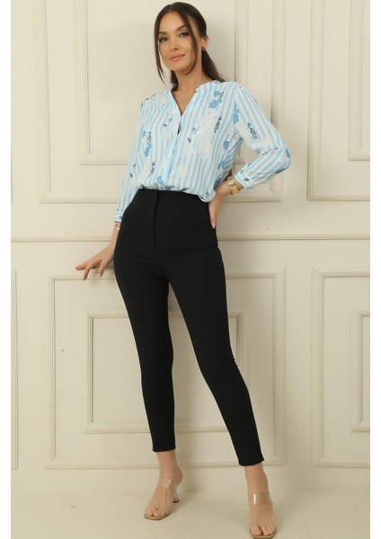 Yüksek Bel Dar Paça En Boy Likra Pantolon