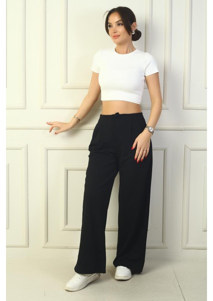 Kadın Pileli Cepli Palazzo Pantolon modelleri