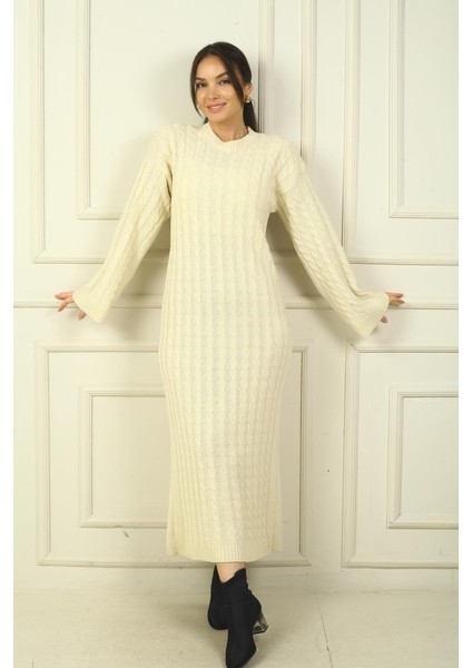Kadın Saç Örgülü Rahat Kalıp Akrilik Uzun Elbise fiyatları