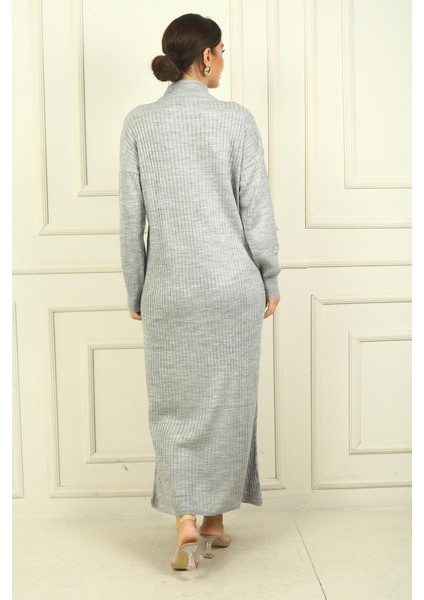 Yuvarlak Yaka Yakası Fermuarlı Uzun Kol Triko Elbise fırsatları