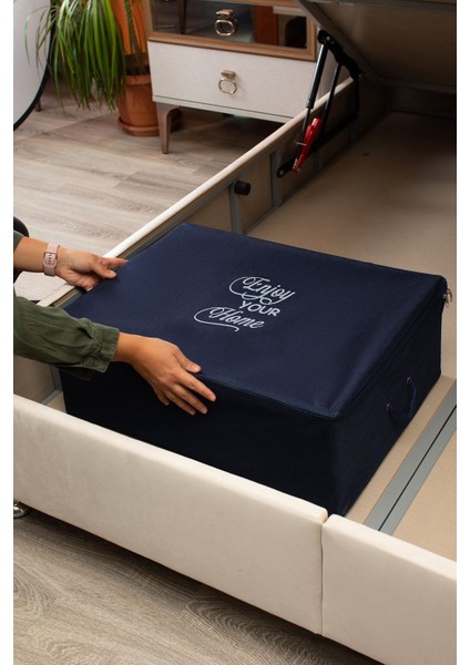 Büyük Boy Baza Altı Hurç, Nefes Alabilen Kumaş, Lacivert, 62x46x22 cm modelleri