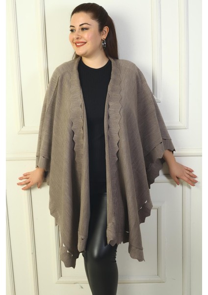 Kadın Lazer Kesim Büyük Beden Akrilik Panço modelleri