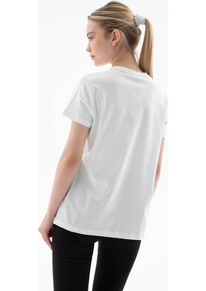 Baskılı Pamuklu Beyaz Kadın T-Shirt 25Y0152K1 fırsatları