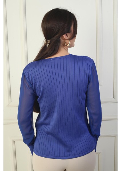 Kadın Kolları Şifon V Yaka Kazak fırsatları