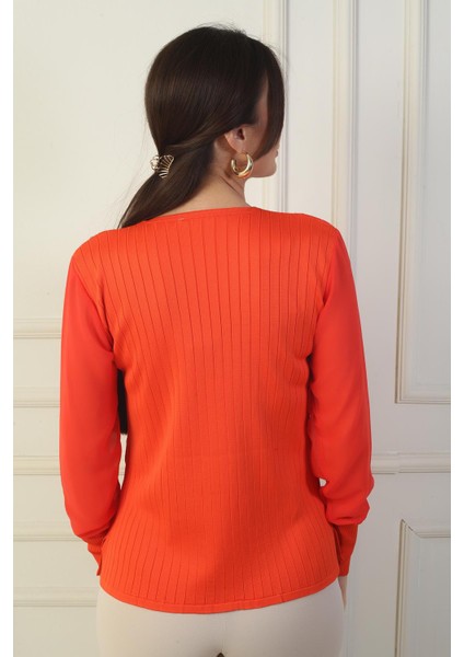 Kadın Kolları Şifon V Yaka Kazak fırsatları