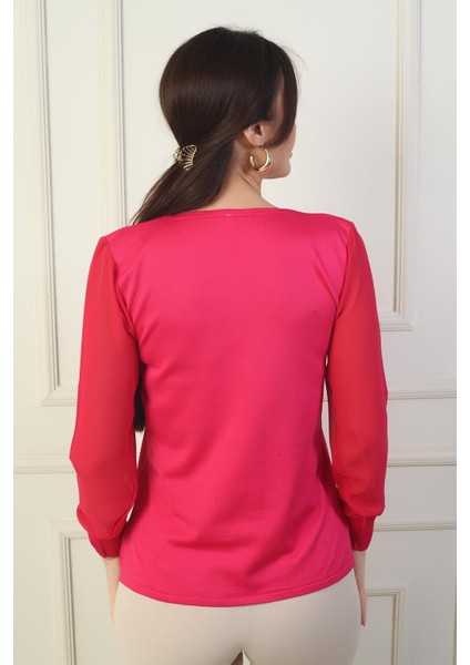 Kadın Merdiven V Yaka Kolları Şifon Kazak fırsatları