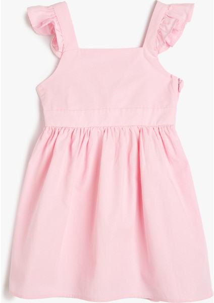 Kelebek Kollu Beli Bağcıklı Pembe Kız Bebek Elbise 5SMG80026AW