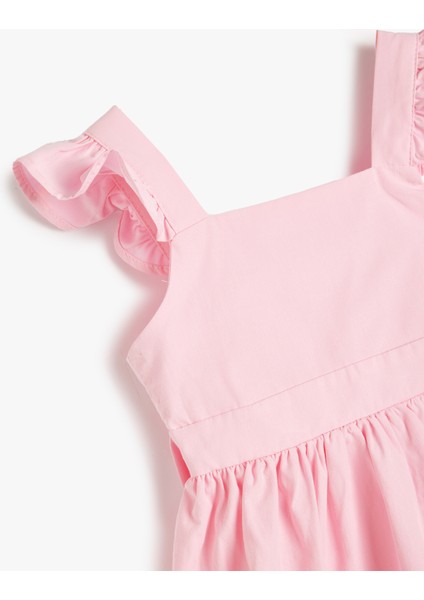 Kelebek Kollu Beli Bağcıklı Pembe Kız Bebek Elbise 5SMG80026AW