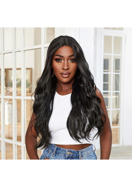 Su Dalgası Fiber Sentetik Tül Peruk - Siyah modelleri