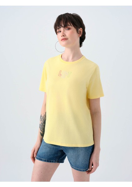 Regular Fit Sarı Kadın T-Shirt LF2038993