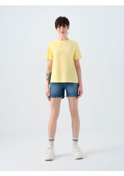 Regular Fit Sarı Kadın T-Shirt LF2038993